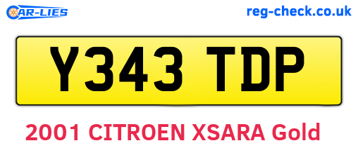 Y343TDP are the vehicle registration plates.