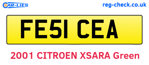 FE51CEA are the vehicle registration plates.