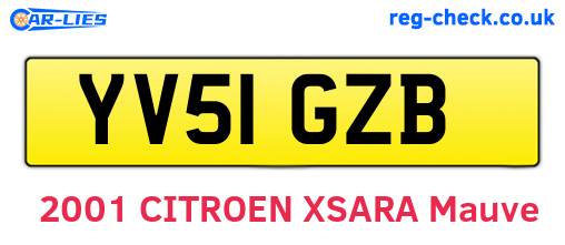YV51GZB are the vehicle registration plates.