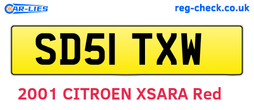 SD51TXW are the vehicle registration plates.