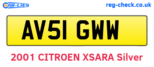 AV51GWW are the vehicle registration plates.