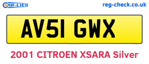 AV51GWX are the vehicle registration plates.