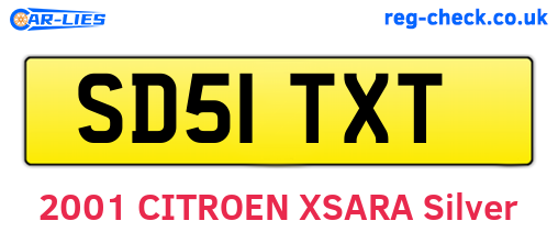 SD51TXT are the vehicle registration plates.