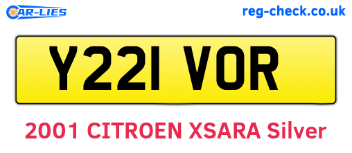 Y221VOR are the vehicle registration plates.