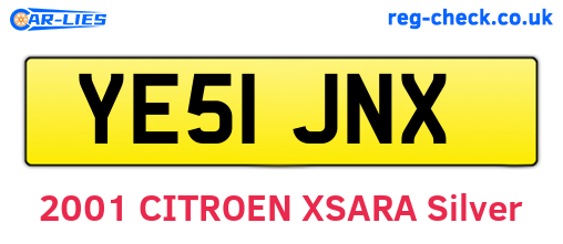 YE51JNX are the vehicle registration plates.