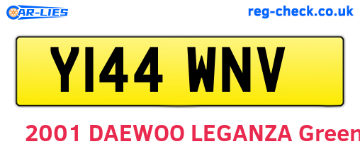 Y144WNV are the vehicle registration plates.