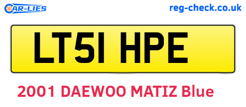 LT51HPE are the vehicle registration plates.