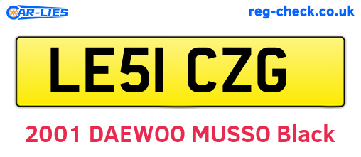 LE51CZG are the vehicle registration plates.