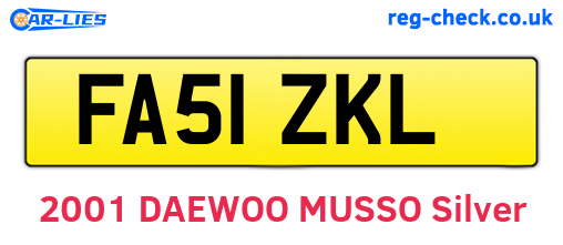 FA51ZKL are the vehicle registration plates.