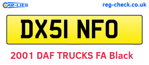 DX51NFO are the vehicle registration plates.