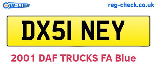 DX51NEY are the vehicle registration plates.