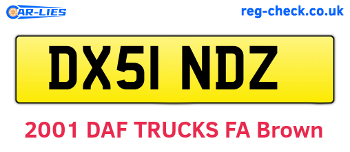 DX51NDZ are the vehicle registration plates.