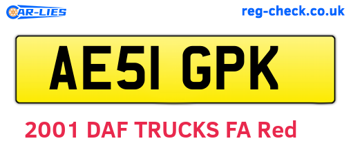 AE51GPK are the vehicle registration plates.