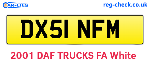 DX51NFM are the vehicle registration plates.