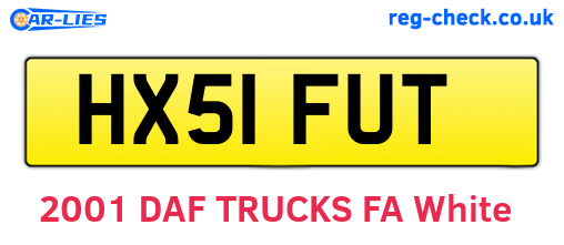 HX51FUT are the vehicle registration plates.