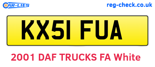 KX51FUA are the vehicle registration plates.