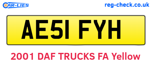 AE51FYH are the vehicle registration plates.
