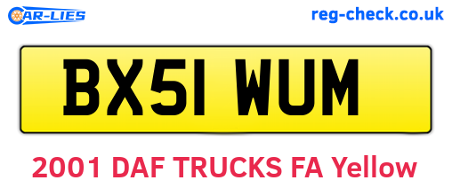 BX51WUM are the vehicle registration plates.