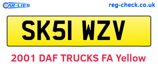 SK51WZV are the vehicle registration plates.