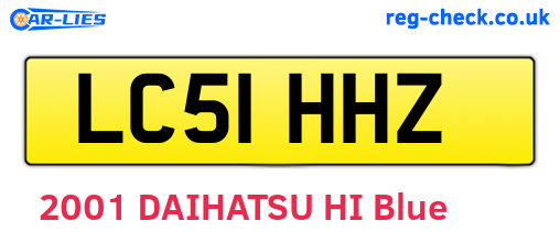 LC51HHZ are the vehicle registration plates.