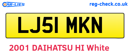 LJ51MKN are the vehicle registration plates.