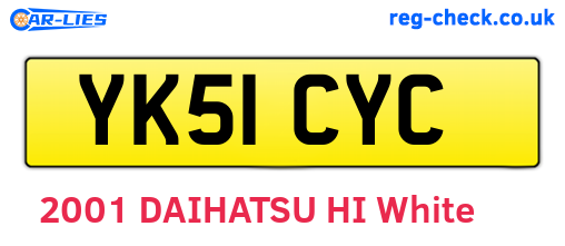YK51CYC are the vehicle registration plates.