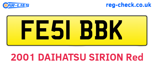FE51BBK are the vehicle registration plates.