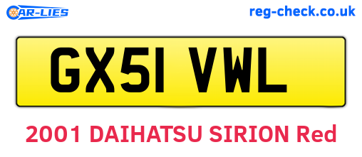 GX51VWL are the vehicle registration plates.