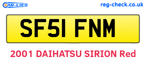 SF51FNM are the vehicle registration plates.