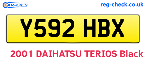 Y592HBX are the vehicle registration plates.