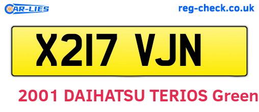 X217VJN are the vehicle registration plates.