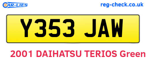 Y353JAW are the vehicle registration plates.