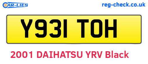Y931TOH are the vehicle registration plates.