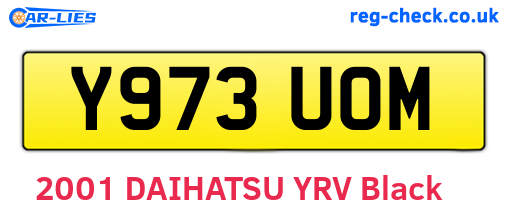Y973UOM are the vehicle registration plates.