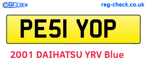 PE51YOP are the vehicle registration plates.