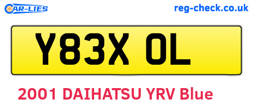 Y83XOL are the vehicle registration plates.