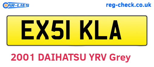 EX51KLA are the vehicle registration plates.