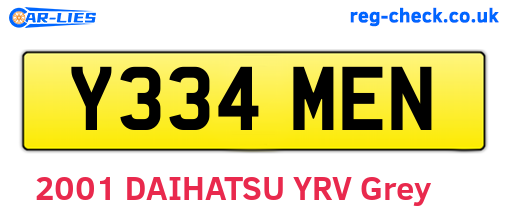 Y334MEN are the vehicle registration plates.