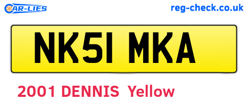 NK51MKA are the vehicle registration plates.