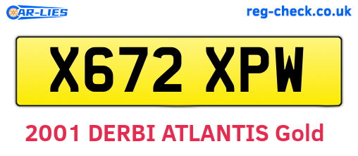 X672XPW are the vehicle registration plates.