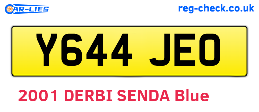 Y644JEO are the vehicle registration plates.