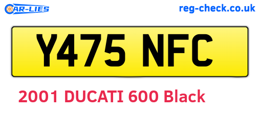Y475NFC are the vehicle registration plates.