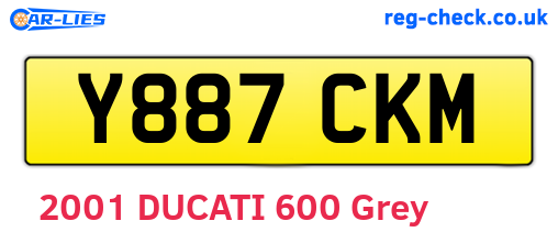 Y887CKM are the vehicle registration plates.