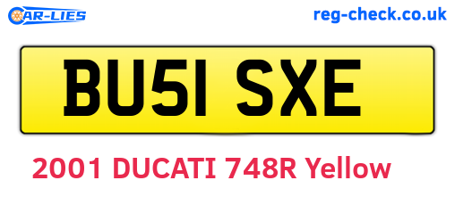 BU51SXE are the vehicle registration plates.