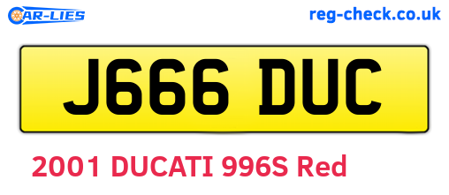 J666DUC are the vehicle registration plates.