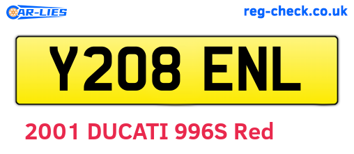 Y208ENL are the vehicle registration plates.