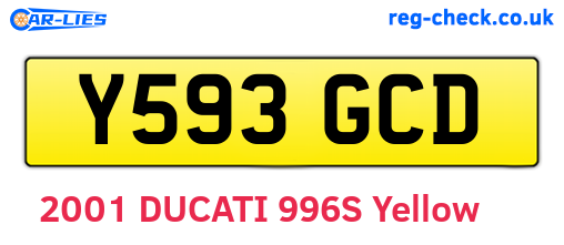 Y593GCD are the vehicle registration plates.