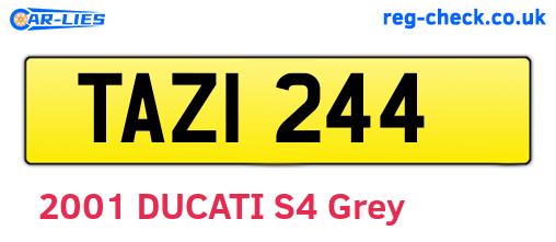 TAZ1244 are the vehicle registration plates.