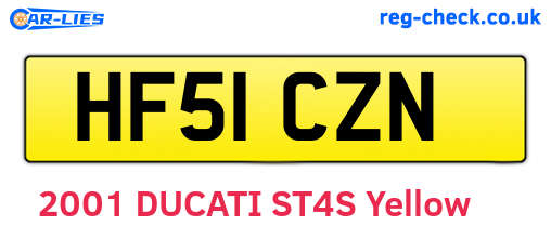 HF51CZN are the vehicle registration plates.