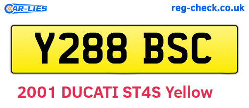 Y288BSC are the vehicle registration plates.